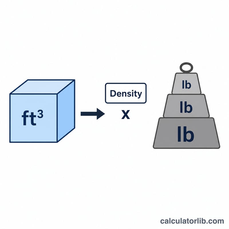 Le volume du cube multiplié par la densité égale le poids en livres