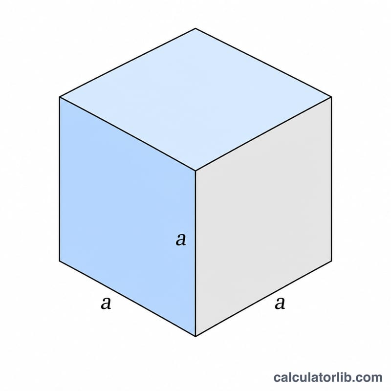 Isometric cube with three equal edges each labeled a