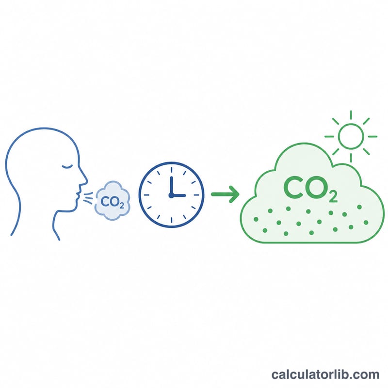 毎分の呼吸数が1日かけて積み重なり呼気CO₂を生み出す様子を示す図