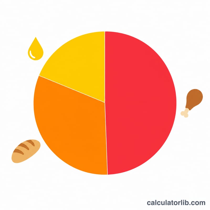 Pie chart showing daily calories split into protein, carbohydrate and fat portions