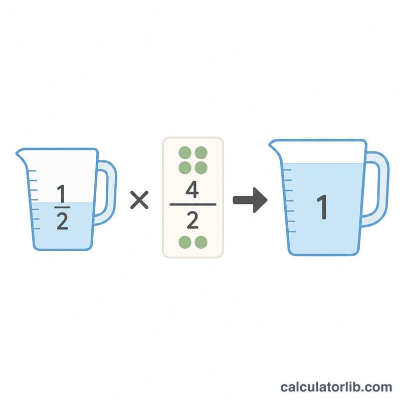 Measuring cup with 1/2 multiplied by a servings ratio yields a larger amount