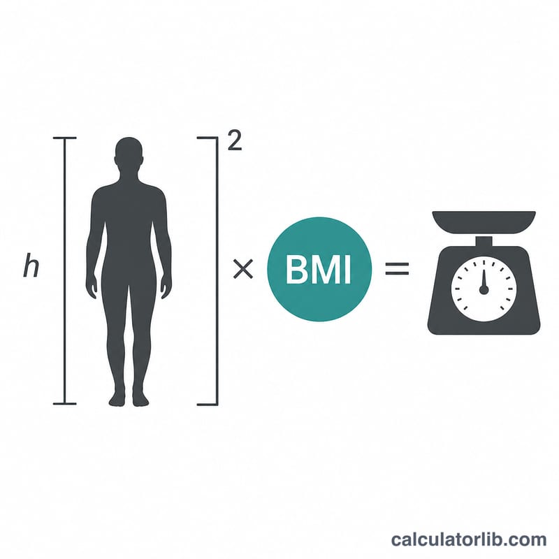 体重＝身長の2乗×BMIを示す図