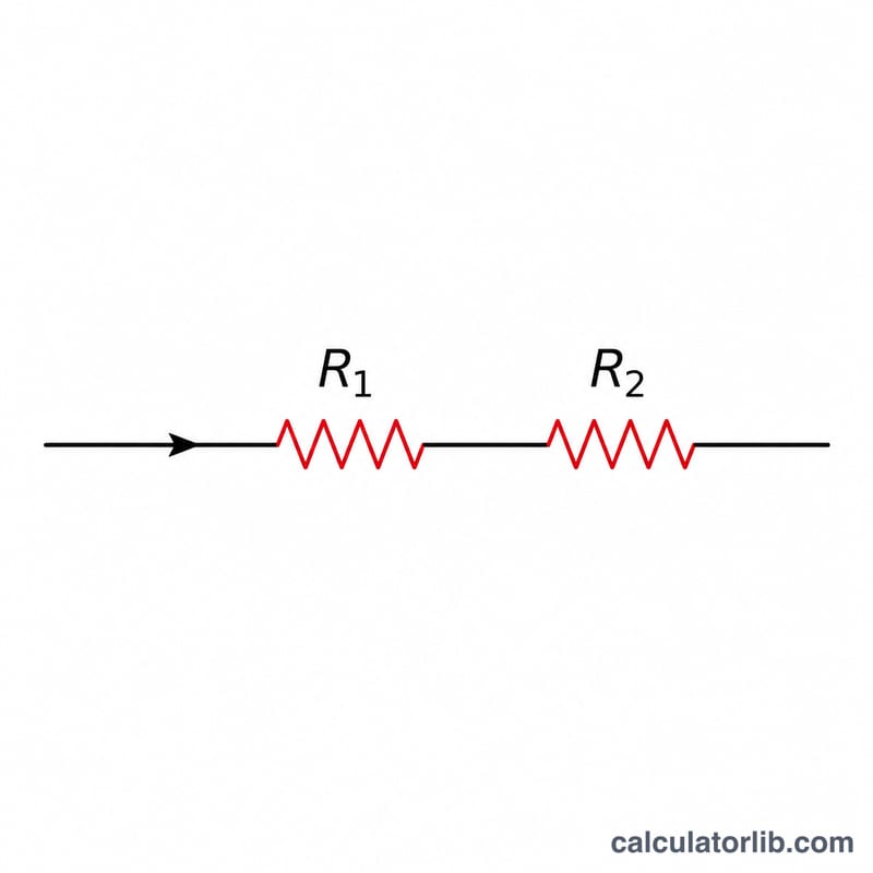 Two resistors connected end to end in a single line on a circuit path