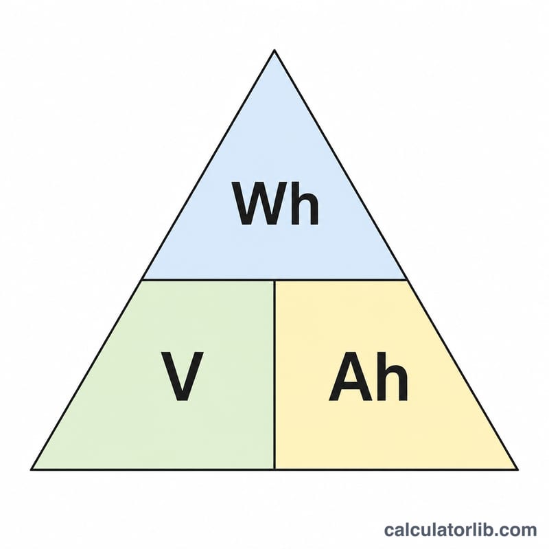 Tam giác công thức liên hệ Wh, V và Ah