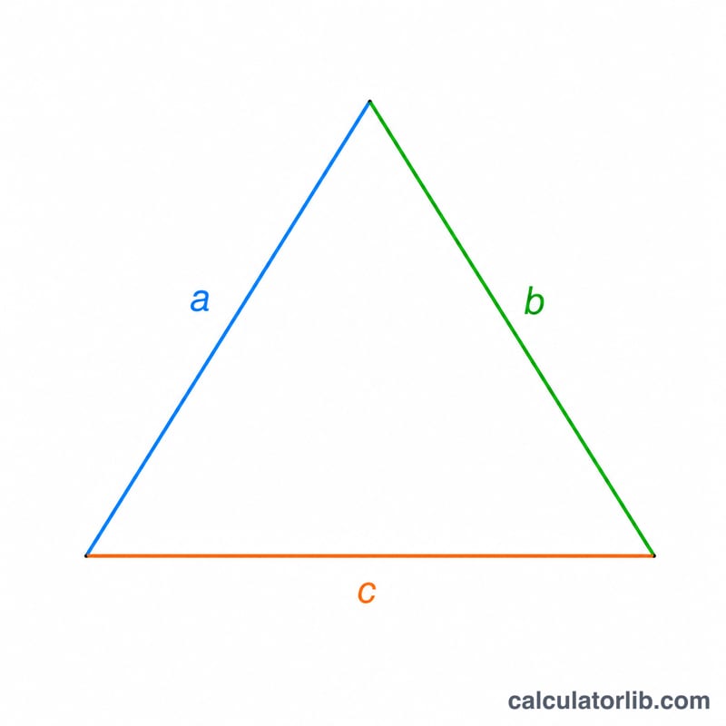 Triangle with sides labeled a, b, and c