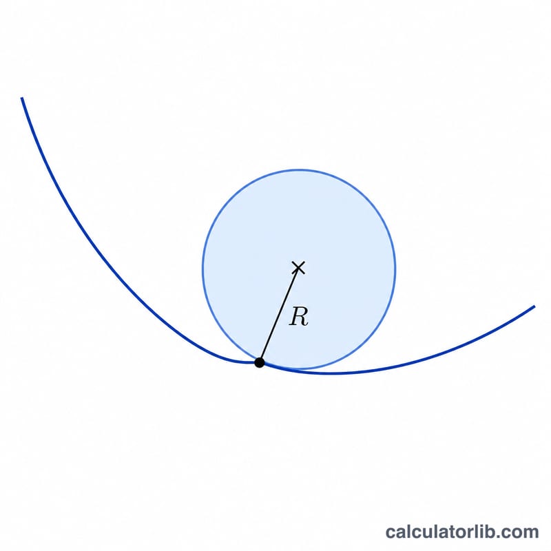 Curva con un círculo osculador tangente a ella en un punto