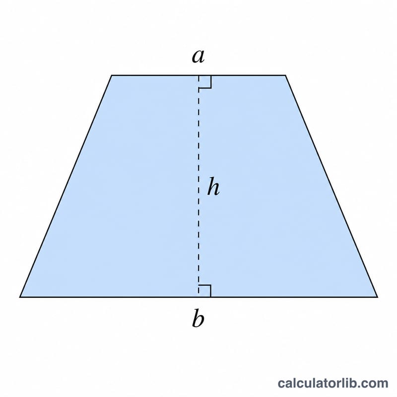 Trapezoid with parallel bases a and b labeled and perpendicular height h