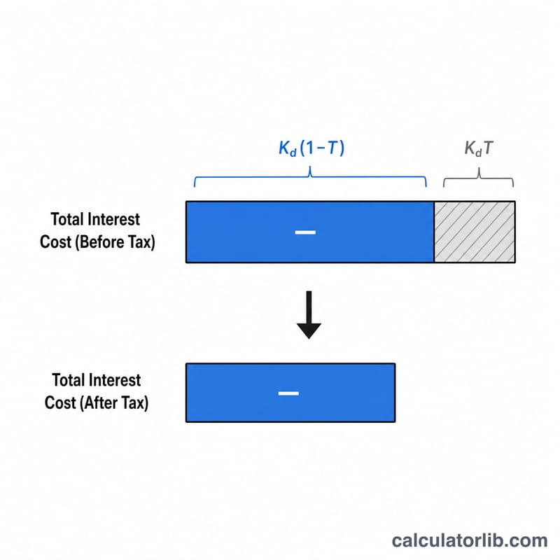 Diagram showing pre-tax interest cost reduced to a lower after-tax cost