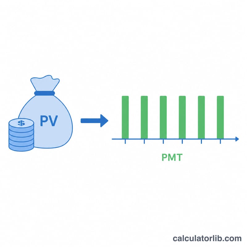 A lump sum splitting into a series of equal periodic payments over time