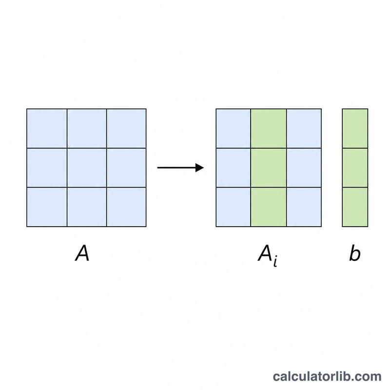 Diagram showing how column i of matrix A is replaced by vector b to form matrix A_i