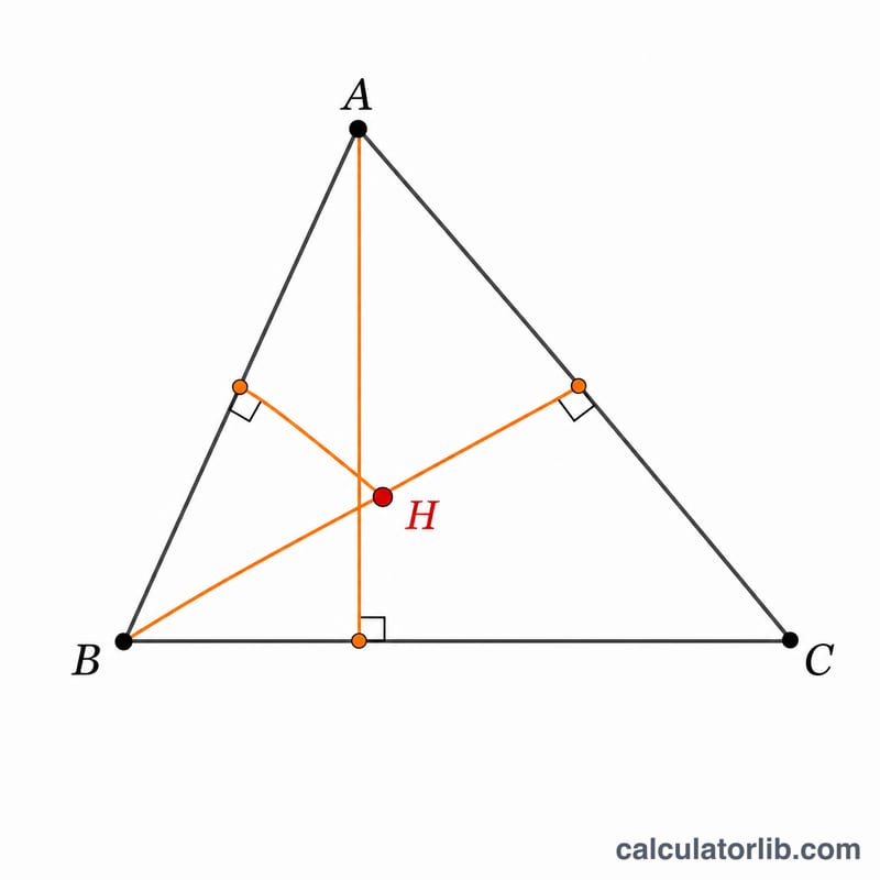 Triangle with three altitudes meeting at the orthocenter