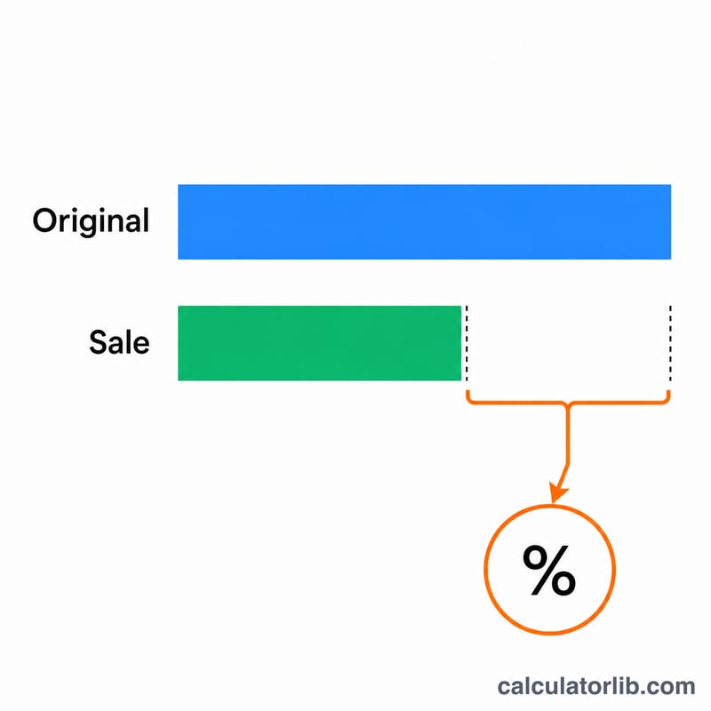 Diagram showing original price minus sale price divided by original price times 100