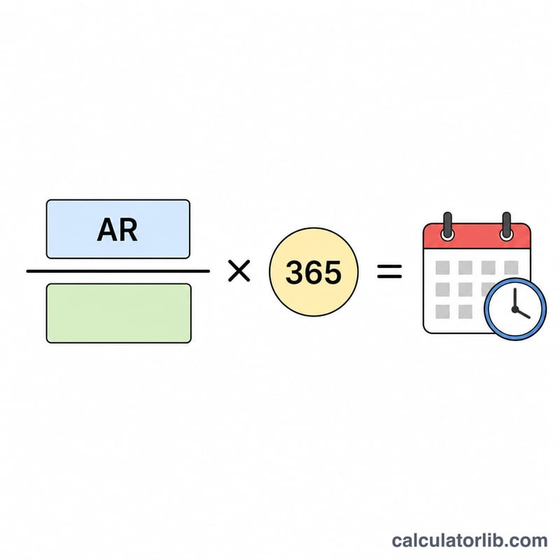 Diagrama que muestra las cuentas por cobrar divididas entre las ventas netas a crédito, multiplicadas por 365 días