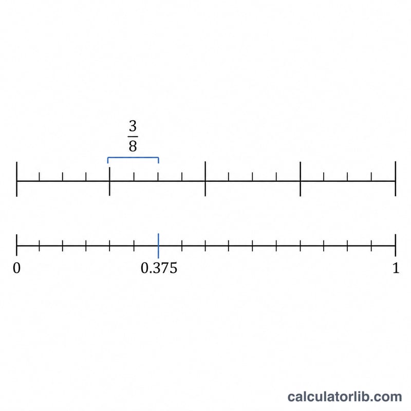 Inch divided into sixteenths aligned with a decimal scale from 0 to 1