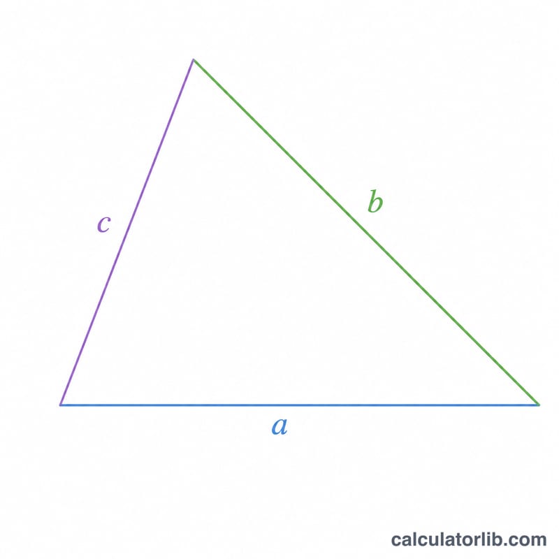 Triangle avec trois côtés étiquetés a, b et c
