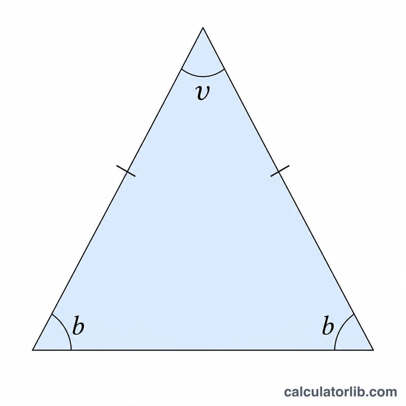Isosceles triangle with two equal sides and two equal base angles