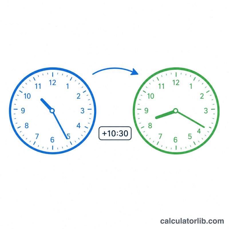 Two clocks showing IST ahead of EST by ten and a half hours