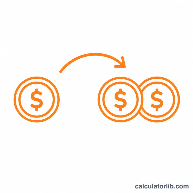 One coin doubling into two coins over time