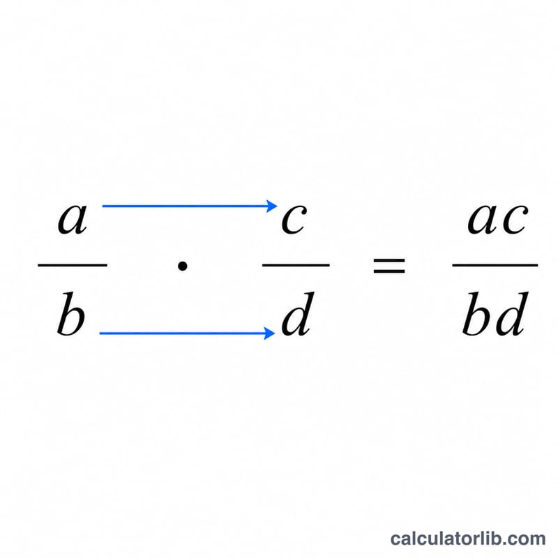 Two fractions multiplied by multiplying numerators and denominators straight across