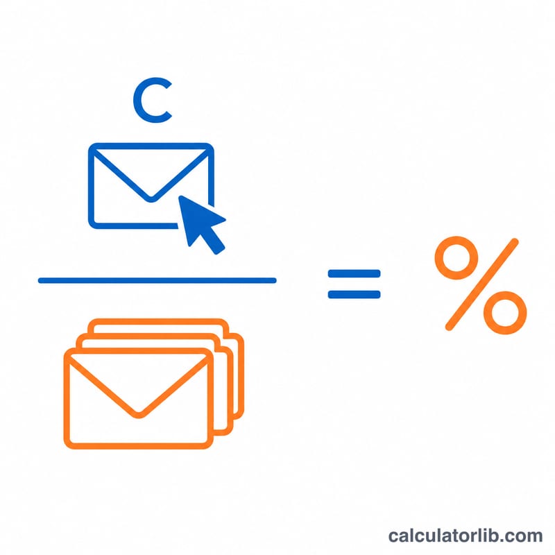 Diagram showing unique clicks divided by emails delivered times 100 equals CTR percentage