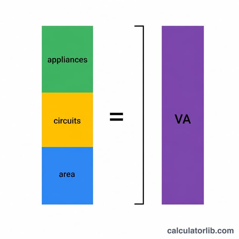 Stacked bar showing electrical load components adding up to total VA