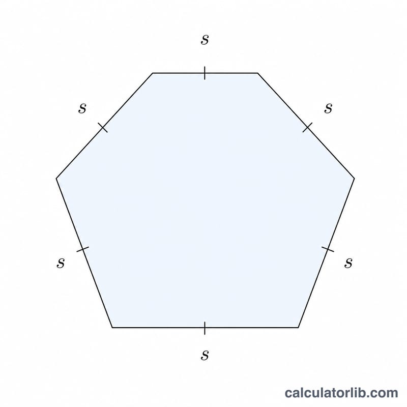 Regular pentagon with five equal sides labeled s