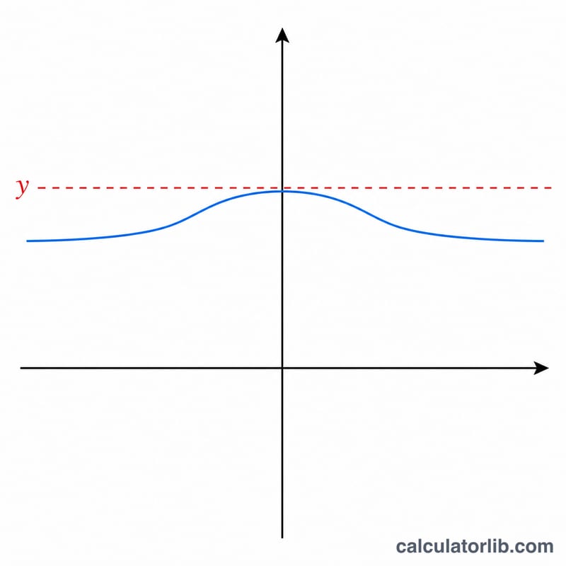 Curve approaching a horizontal dashed line as x increases