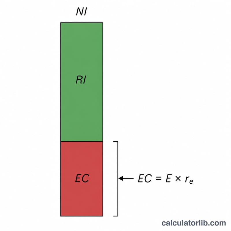 Bar diagram showing net income split into equity charge and residual income