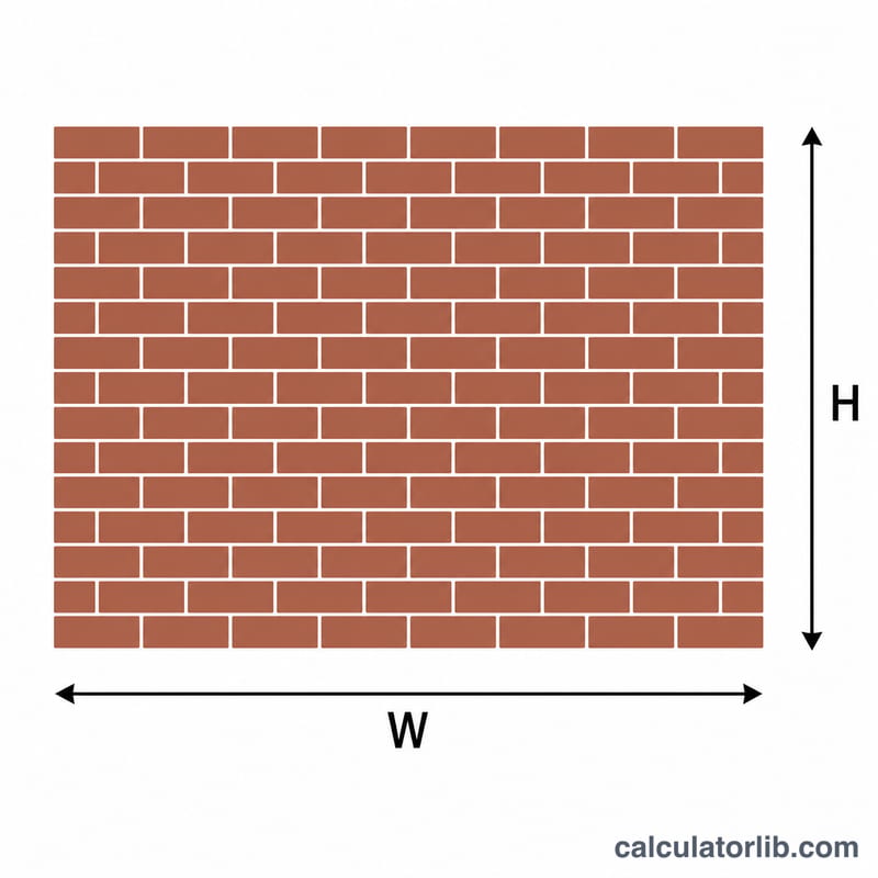 Mur de briques avec les dimensions de largeur et de hauteur indiquées
