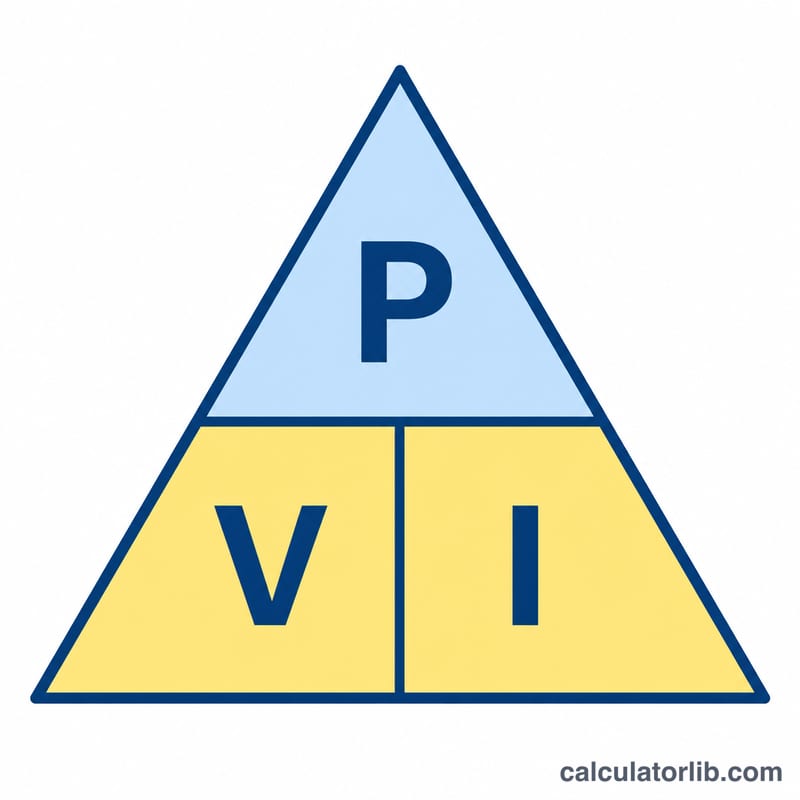 Power triangle diagram with P on top, V and I on the bottom