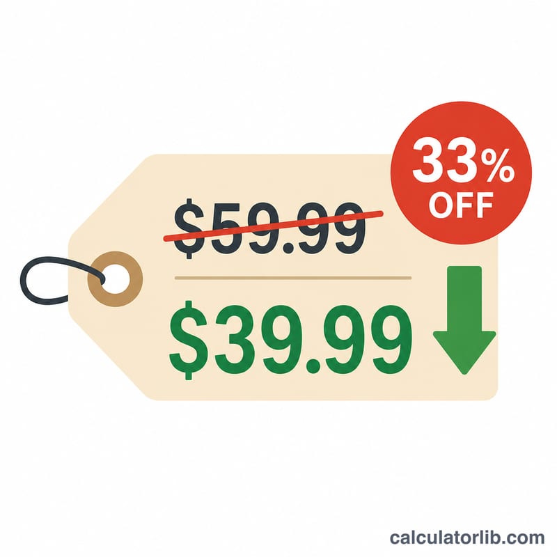 Price tag showing original price reduced to a lower final price by a discount