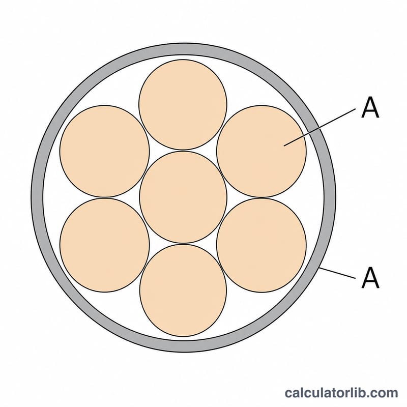 Cross-section of a conduit packed with circular wires