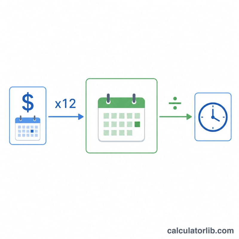 Flow diagram converting monthly salary to hourly rate