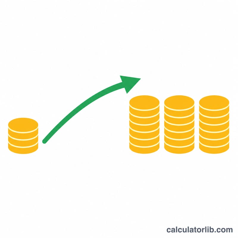 One coin growing into three coins to represent tripling money over time