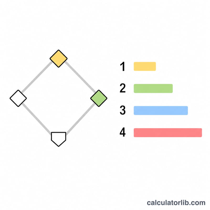 Diagrama que pondera sencillos, dobles, triples y jonrones como 1, 2, 3 y 4 bases totales