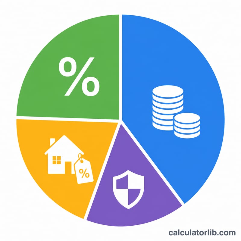 Pie chart showing four parts of a monthly mortgage payment