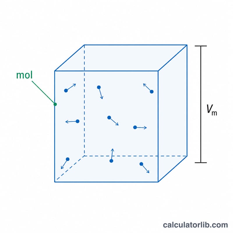 One mole of gas occupying a cube of about 22.4 liters at STP