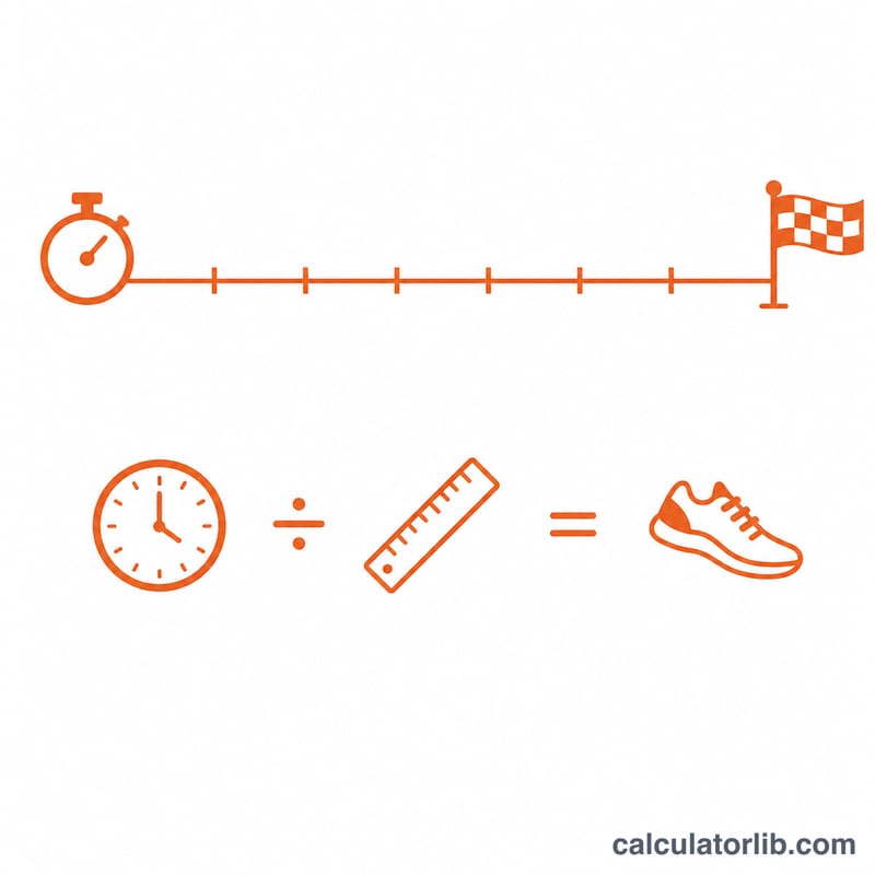 Diagram showing total time divided by distance equals pace