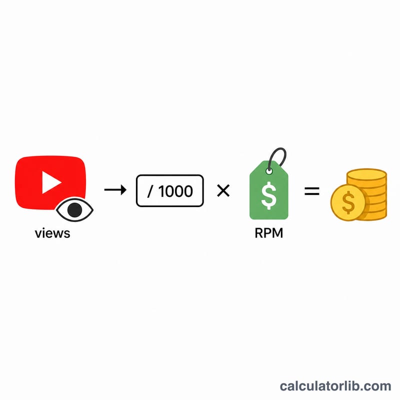 رسم بياني يوضح أن المشاهدات مقسومة على 1000 ومضروبة في RPM تساوي الأرباح