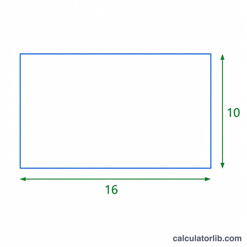 Rectangle with width and height sides in a 16 to 10 proportion