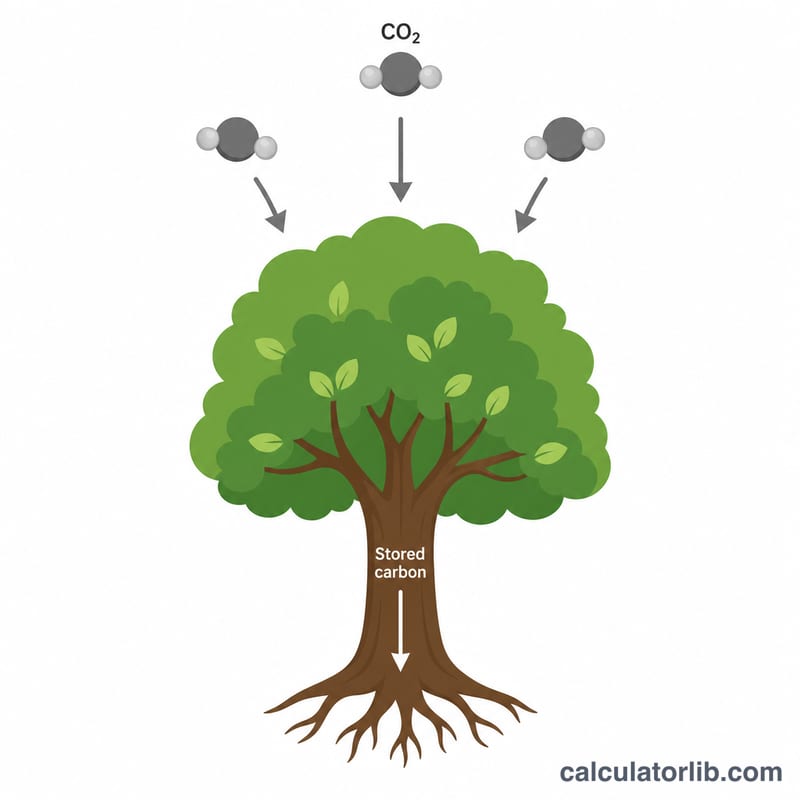 공기 중 CO2를 흡수하는 나무 도표