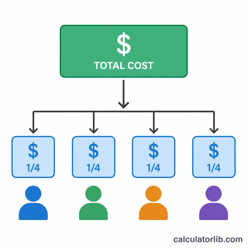 Total trip cost divided into equal shares per person
