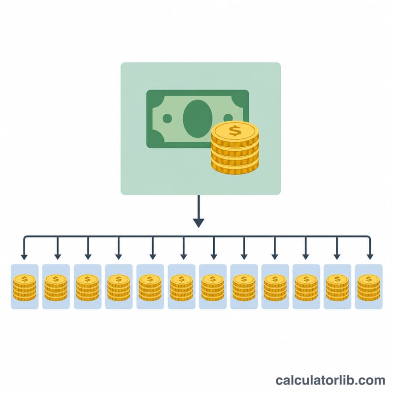 Annual salary divided into 12 equal monthly amounts
