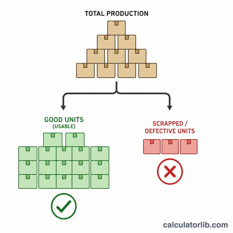 Total produced units splitting into good units and scrapped units