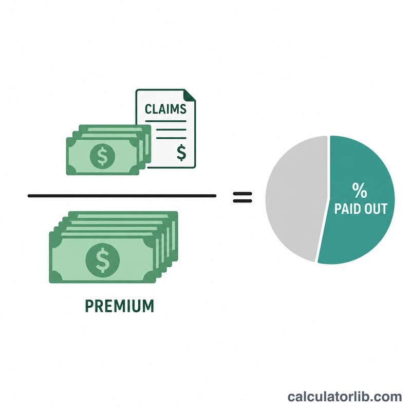 Diagram of incurred losses divided by earned premiums equaling a loss ratio percentage