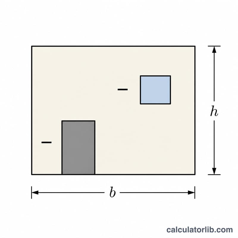 Diagram of a wall with length, height, a door and a window marked