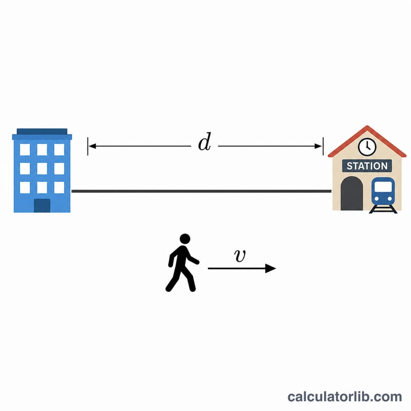 Walking distance d between two points covered at walking speed v