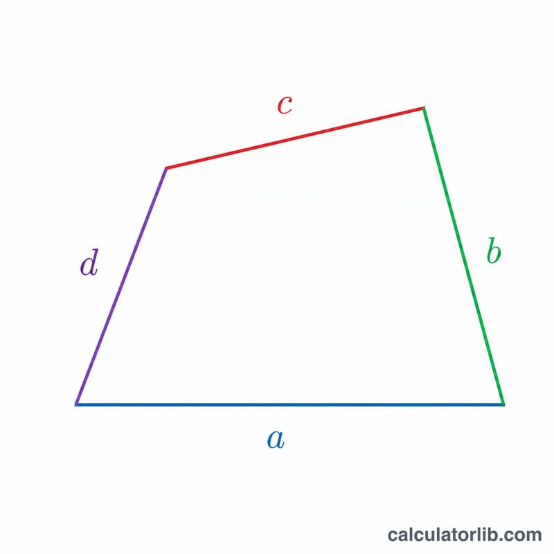 a, b, c, d olarak etiketlenmiş dört kenarlı dörtgen