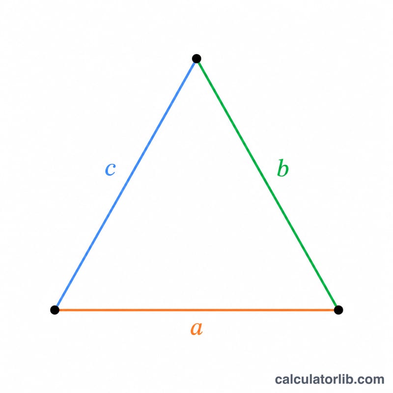 Triangle with three sides labeled a, b, and c