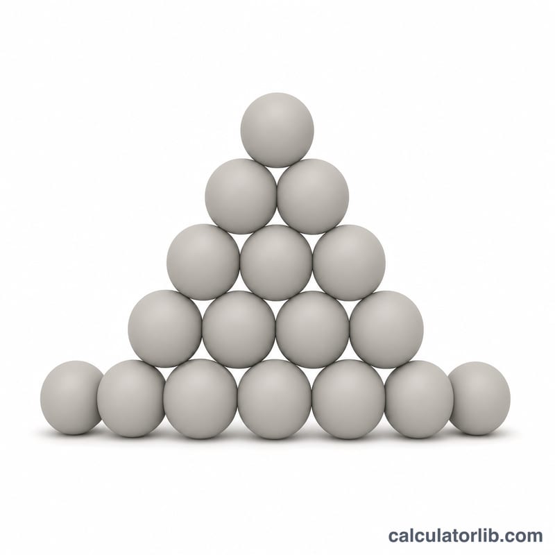 A pyramid of stacked spheres forming a tetrahedron of four layers